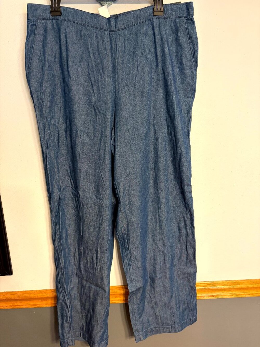 NWT Alfred Dunner Pull On  Classics Fit Pants Size 16 Blue Cotton Blend Stretch